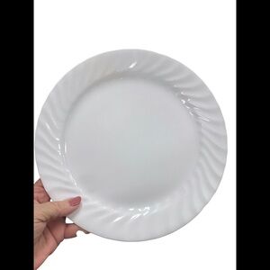 Corelle Plates by Corning White Swirl Edges 4 in Set Resists Breakage & Chips